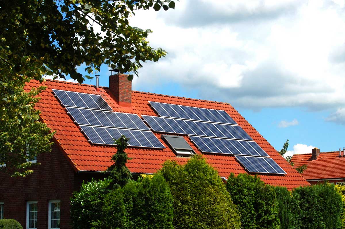 Solar panels on orange roof